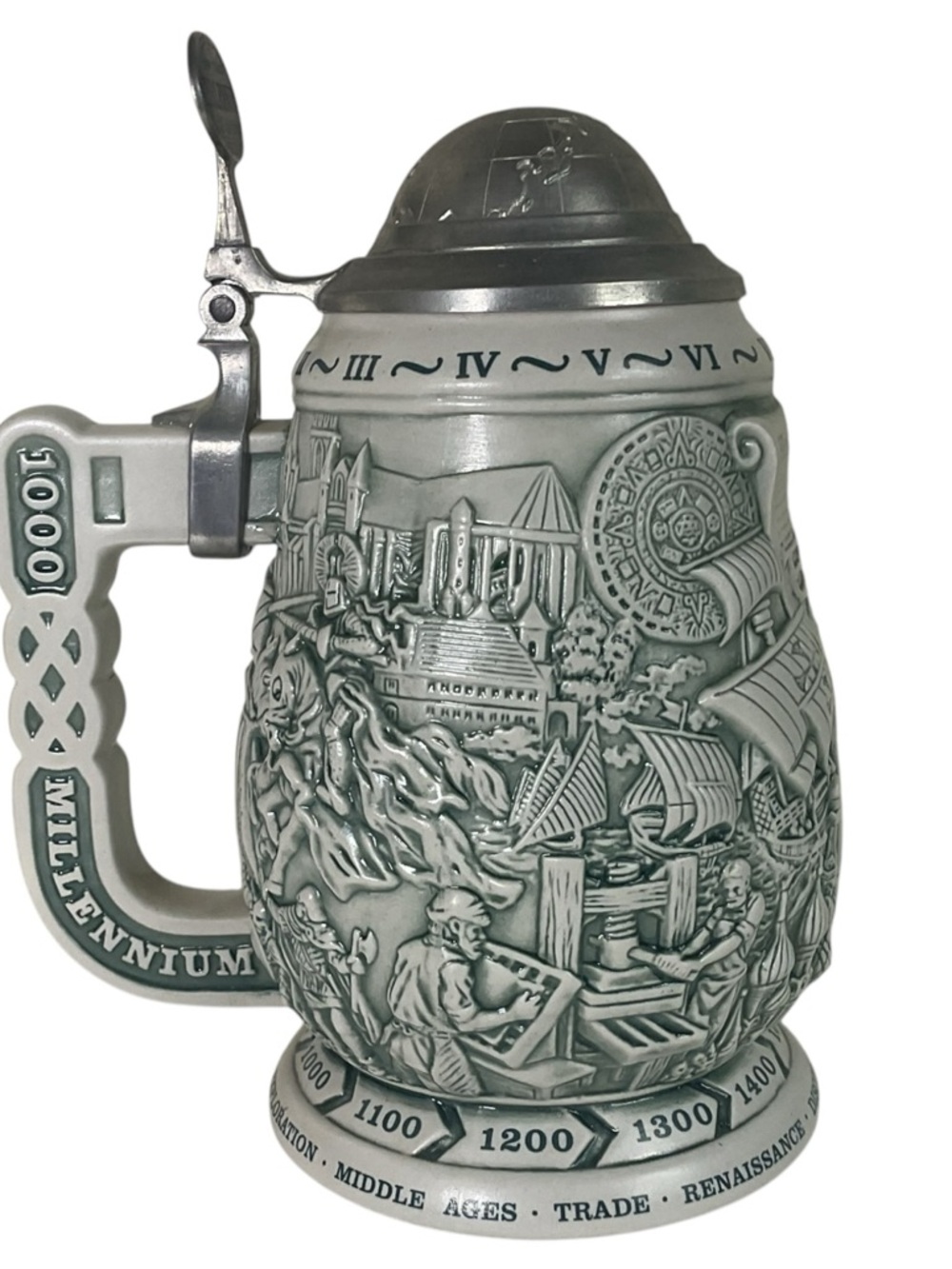 1999 AVON Millennium 1000 Years of History Lidded Collector's Stein Ceramarte - Picture 8 of 15